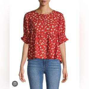 Madewell floral puff sleeve top Size: XXS